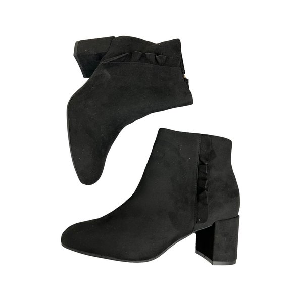 Rockport Shoes - Rockport Oakley Ruffle TOTAL MOTION Black Suede Leather 2.5 inch block heeled Bo